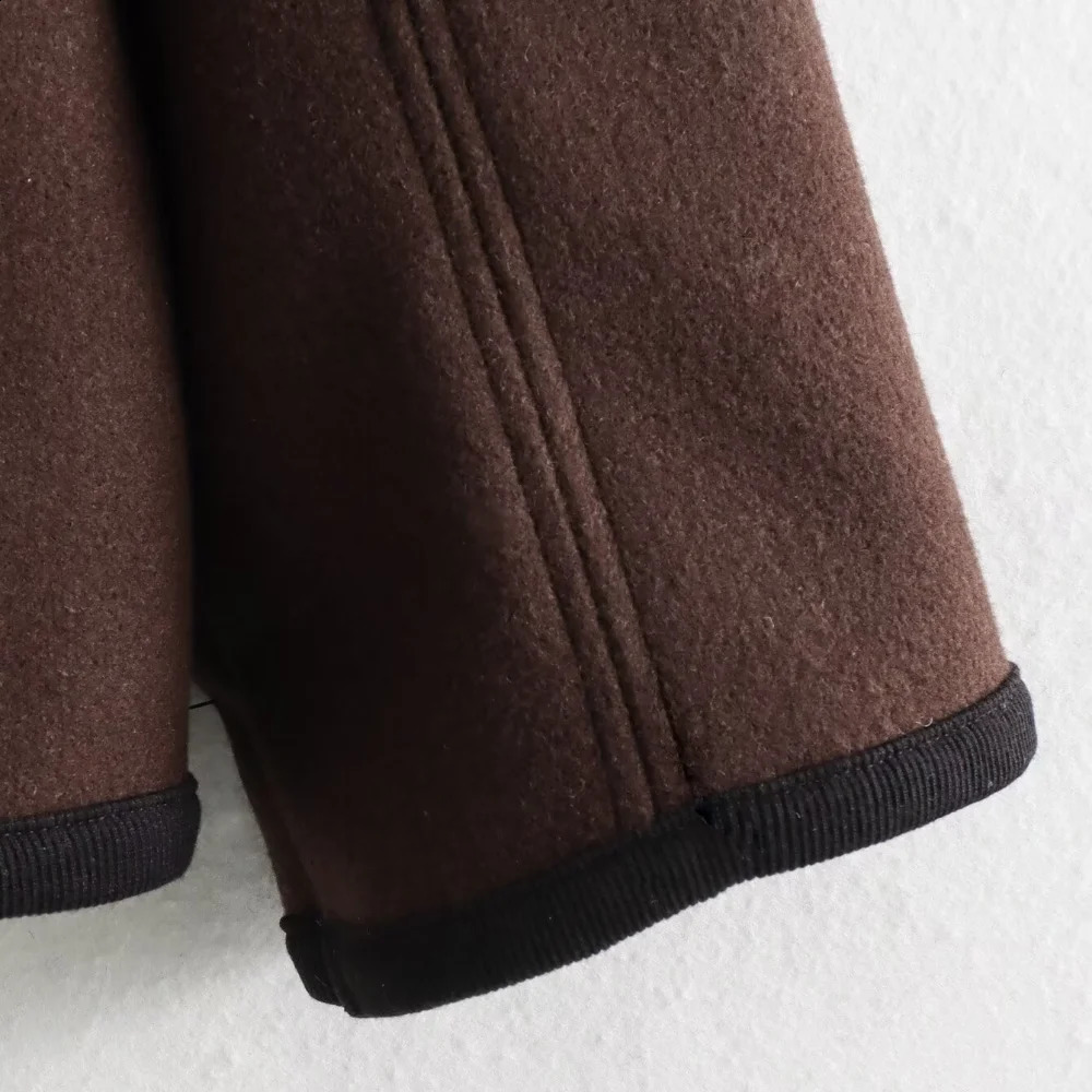 Womens Autumn and Winter Warm Tweed Blend Jacket Thickened Patchwork Jacket Plush Jacket Outerwear 240812