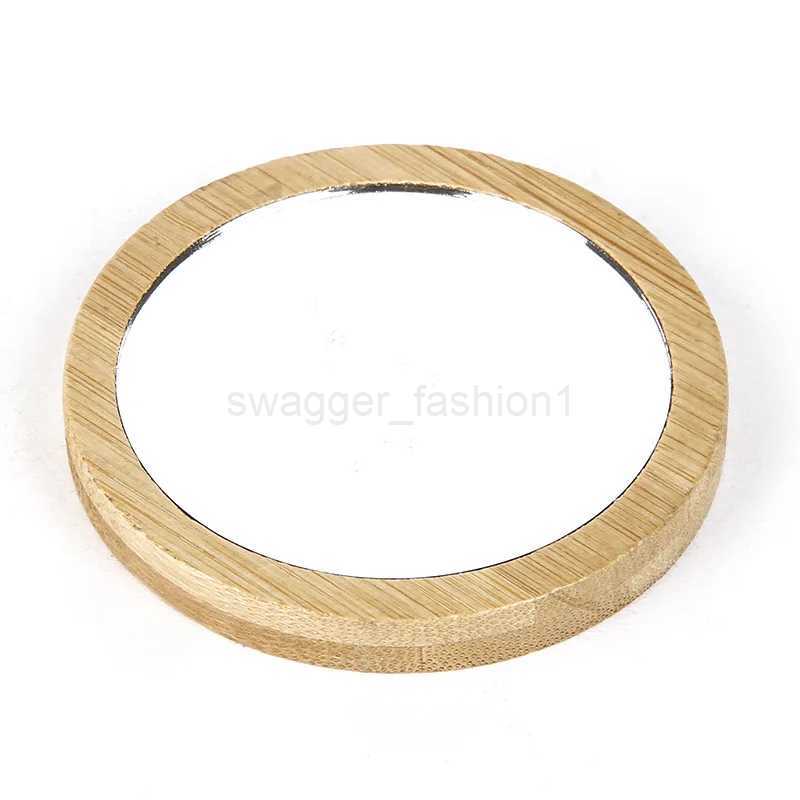 1pc Wooden Cosmetic Mirror Round Portable Mirror Makeup Mirror Student Portable Makeup Small Princess MirrorXJ240813