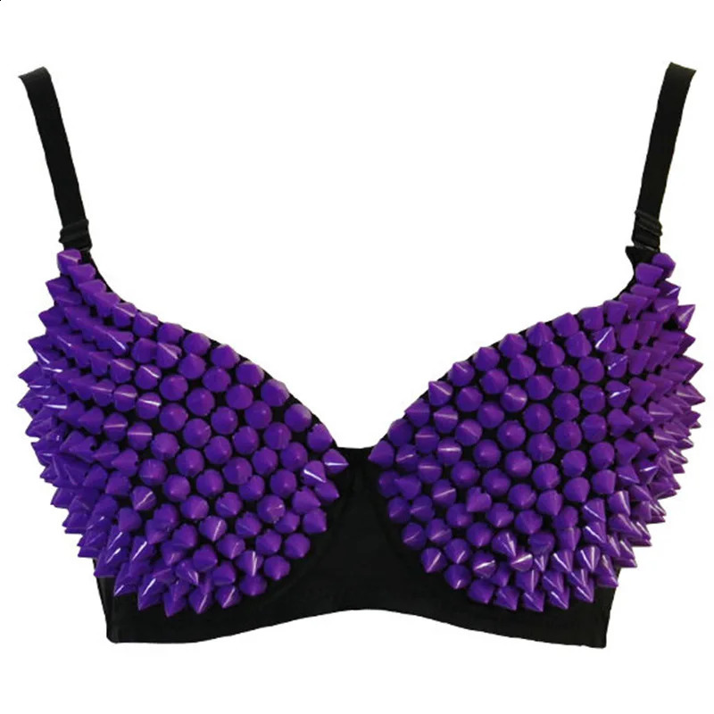 Silver Rivets Punk Rave Bralette Lingerie Gothic Bra Top Sexy Push Up Brassiere Nightclub Party Bar Fashion Bras For Women 240812