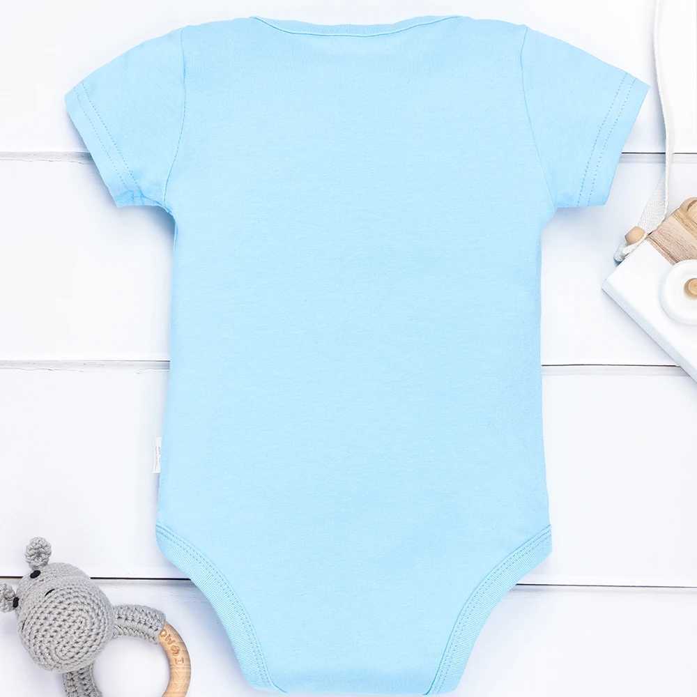 Baby Summer Casual Comfortable Breathable Baby Boys and Girls Clothing Blue Refresh Short Sleeve Crew Collar Newborn Tight W240812