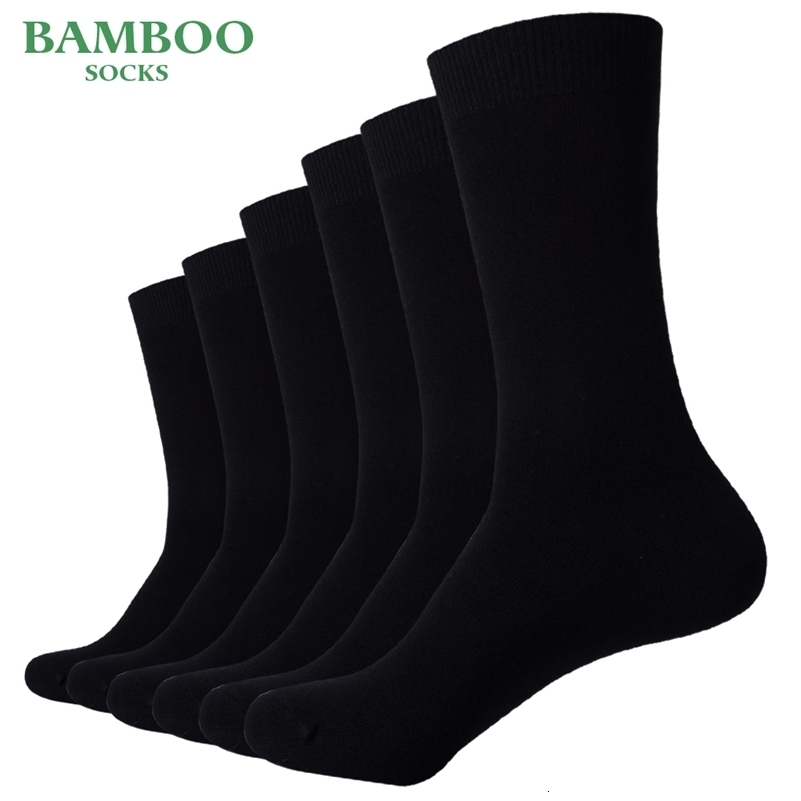 MatchUp Men Bamboo Black Socks Breathable Business Dress 6 PairsLot y240812