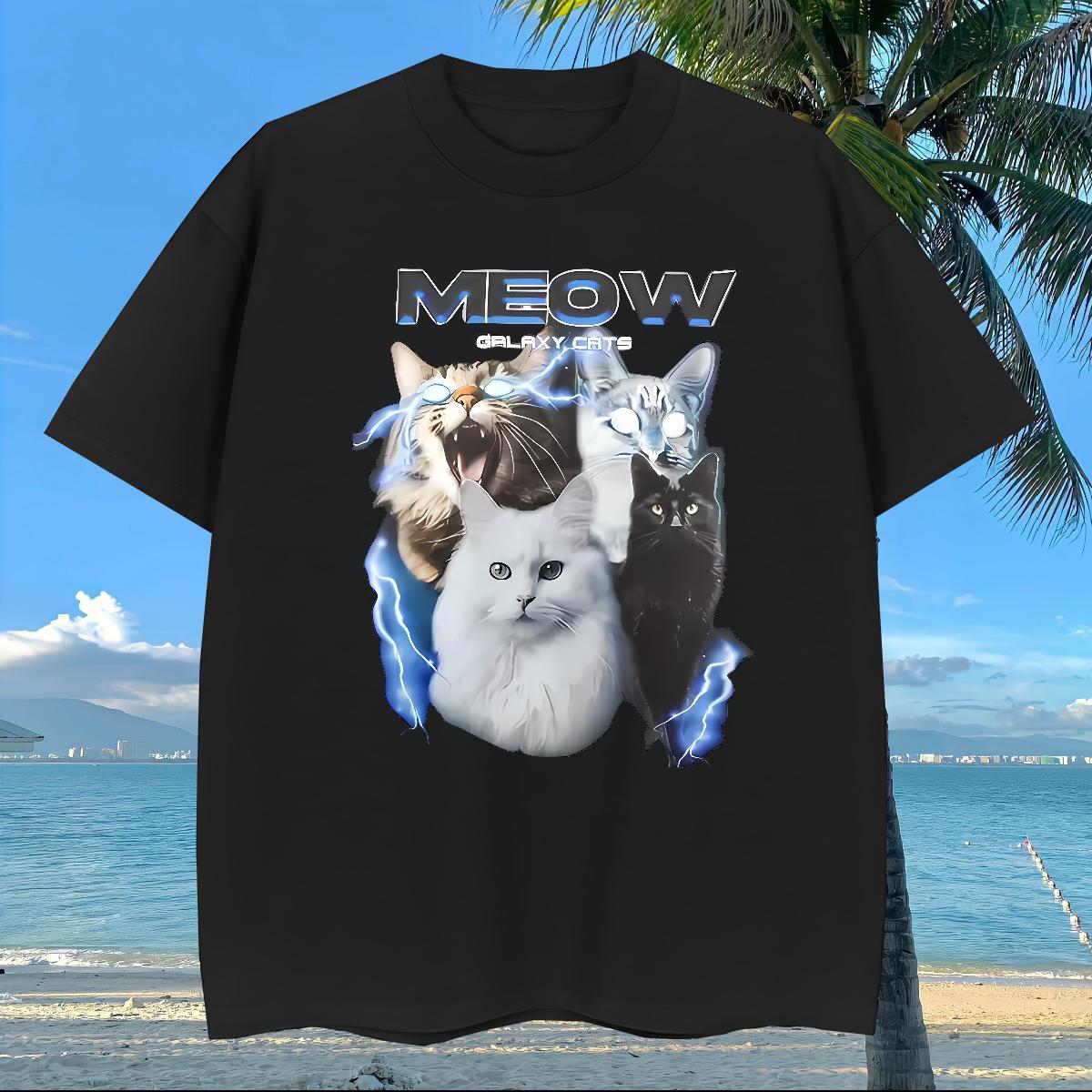 Wholesale Men Tshirts cat Casual 230g Pure Cotton Clothes Breathable Crew Neck Soft Mens T Shirts Oversized 4XL