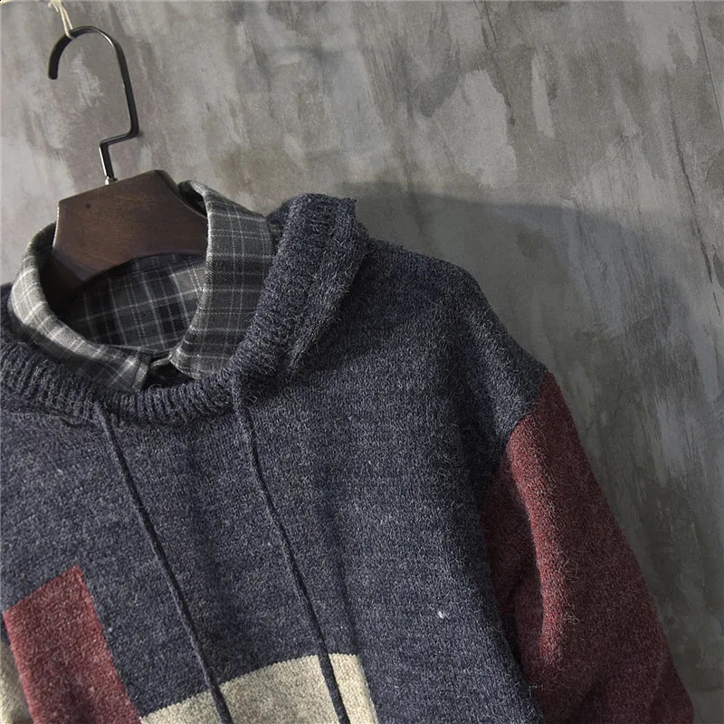 Sweater Men Spring Autumn Mens Hooded Sweater Casual Pullover Warm Knitted Sweatercoat Pull Homme Plus Size 3XL Streetwear 240812