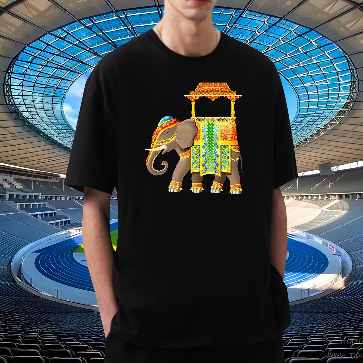 Wholesale Couples T Shirts Casual Beach 230g 100% Cotton Asian Size Breathable Short Sleeve elephant T-Shirts for Men 2024 DIY Tops