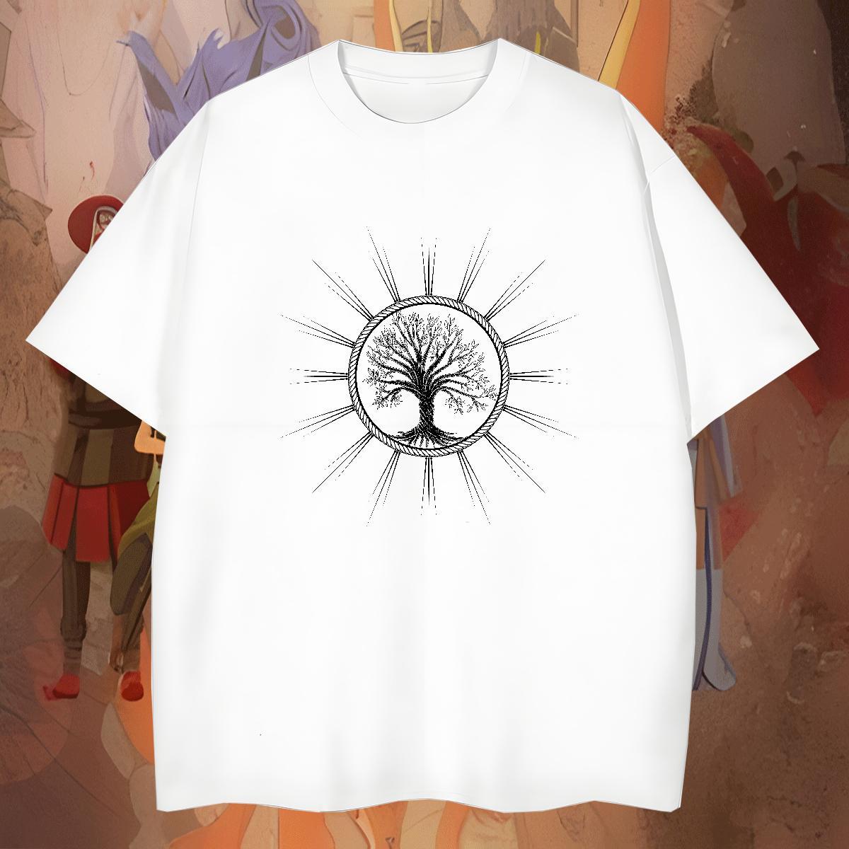 Loose Fit tree Men T Shirts Daily Wear Men Tshirts 100% Cotton 230g Free Shipping Short Sleeve Soft DIY Anime Tops