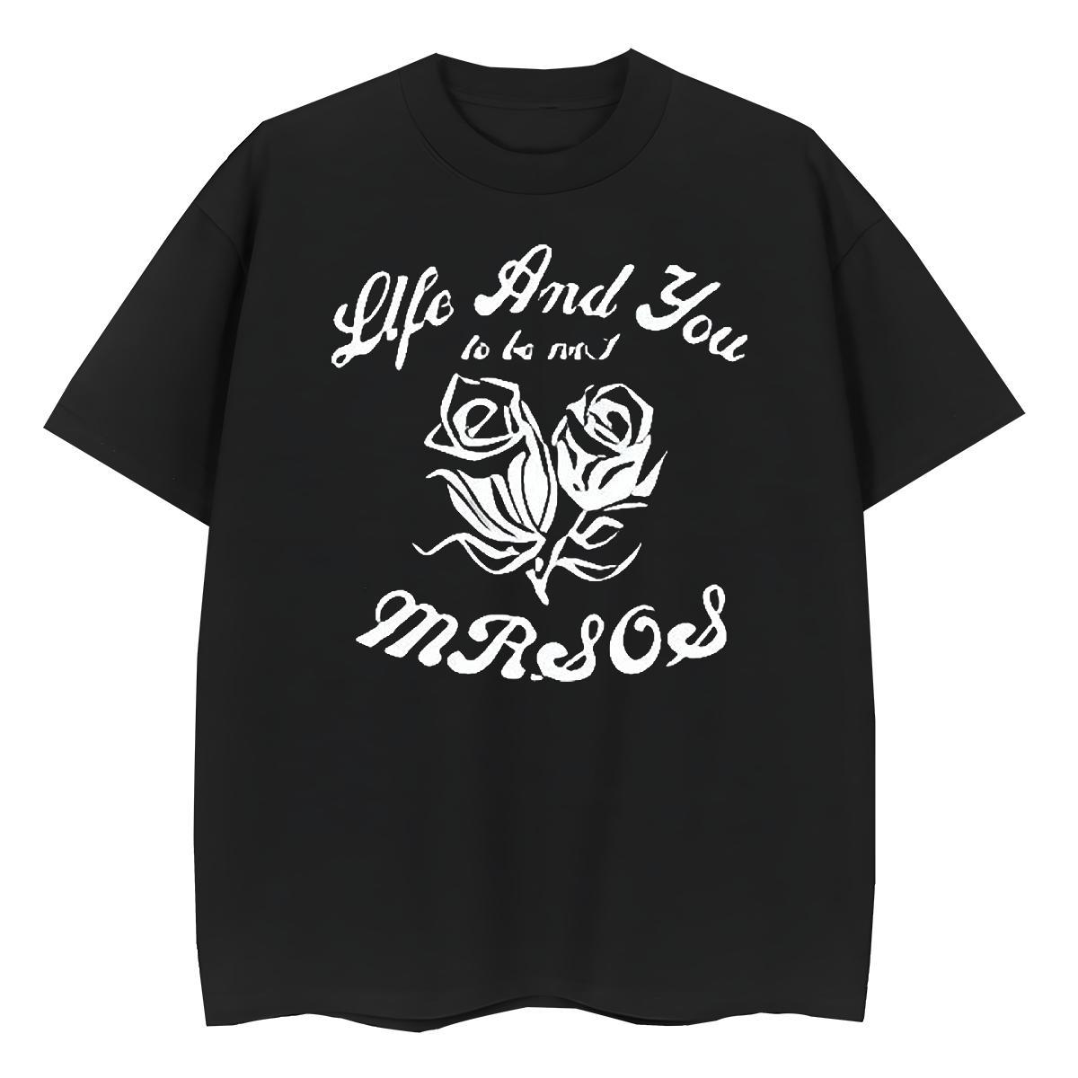 DIY Tshirts flower Street Wear 230g 100% Cotton Tees Short Sleeve Soft Loose Fit T-Shirts for Men Black Oversized