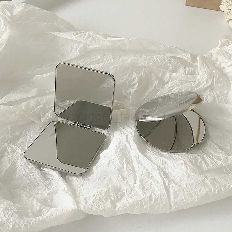 1pcs Portable Women Stainless Steel Makeup Mirror Hand Pocket Folded-Side Cosmetic Make Up Mirror Small Various ShapesXJ240813