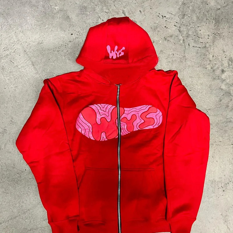 Y2k Zip Up Hoodie Print Punk Hiphop Sweatshirt Hoodies Sport Coat Gothic Long Sleeve Oversized Jacket Goth Harajuku 240812