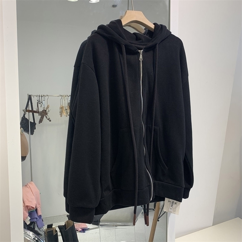 Y2k Zip Up Hoodies Long Sleeve Purple Oversized Jackets Hoodie Drawstring Harajuku Black Grunge Loose Sweatshirt 240812