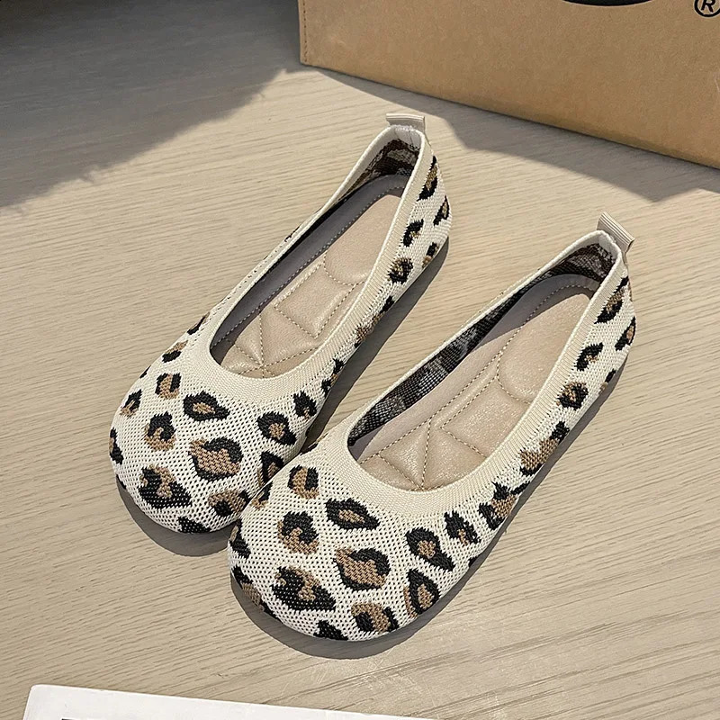 Summer Knitted Ballet Flat Shoes for Women Soft and Smooth Square Toe Flat Shoes for Women Walking Shoes Comfortable and Casual Barefoot Shoes 240813