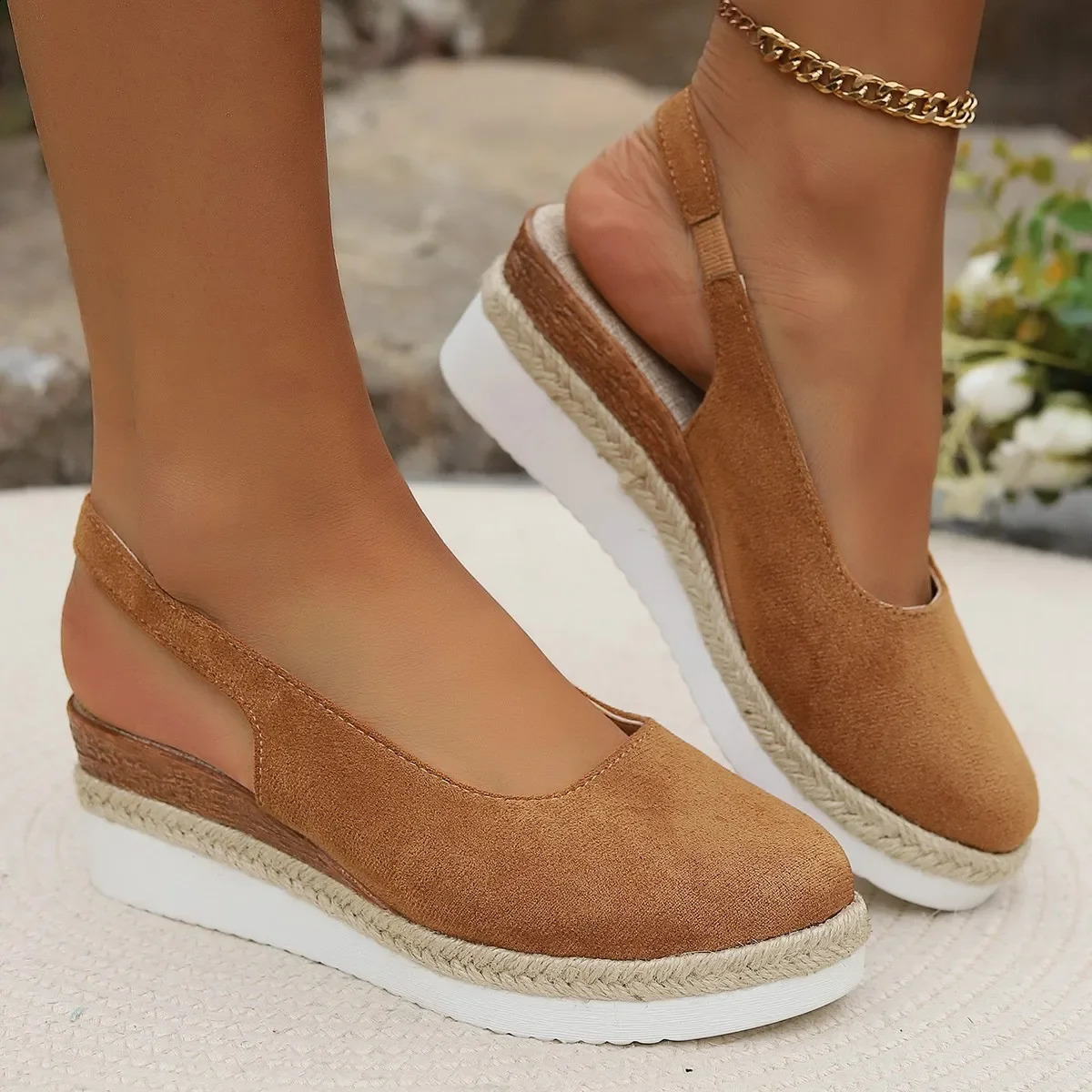 Womens summer regular wedge sandals Bohemian handmade womens casual and comfortable Espadrillles platform pump shoes Sandalia De Mujer 240813