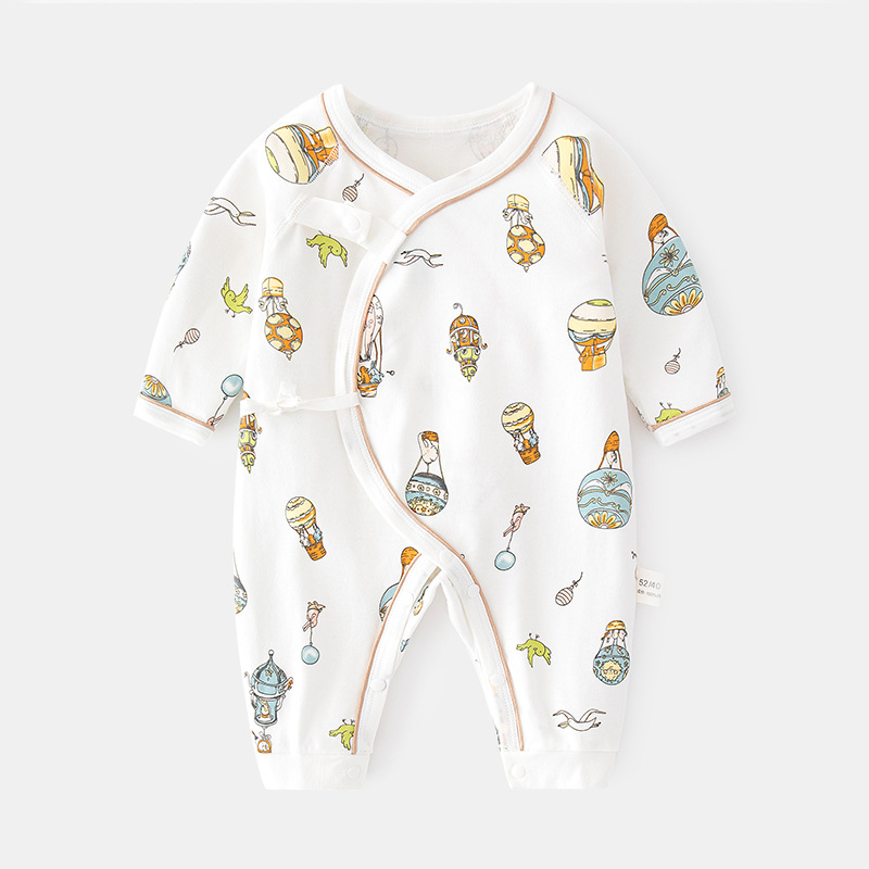 Newborn onesie Autumn and winter pure cotton baby print boneless clothes newborn monk clothes baby spring and autumn clothes