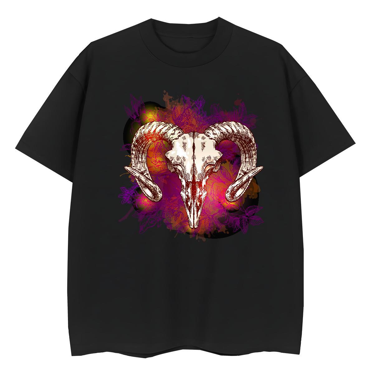 TOP Quality T shirt sheep Breathable Crew Neck Sport Anime Print 230g Pure Cotton Couples T Shirts 2024 Wear