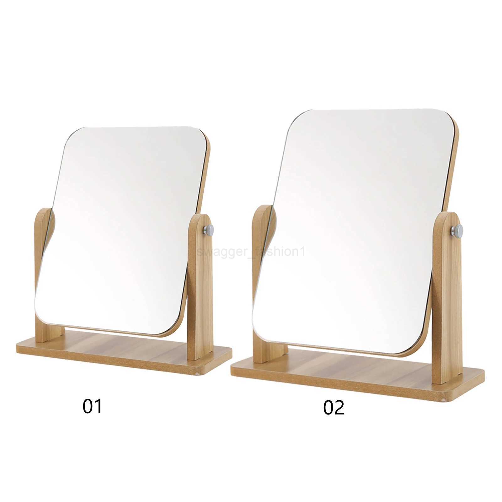 Decorative Mirror HD Classic Table Mirror Standing Wooden Base 360 Degree Rotation Stable for Home Bathroom BedroomXJ240813