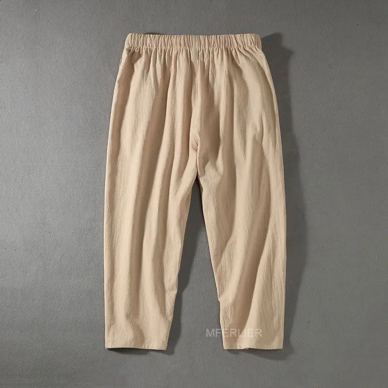 Summer Men Pants 12XL 11XL 10XL 9XL 8XL 7XL Waist 170cm Cotton Plus Size Ankle-length Pants 240812