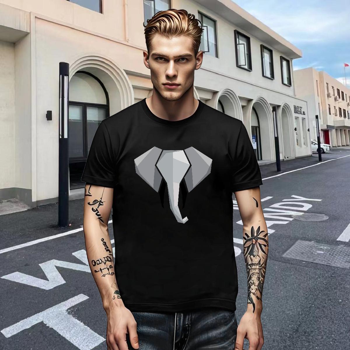 Stylist Mens Tshirts Elephant Daily Wear 100% Cotton 230g Top Tees Short Sleeve Soft TOP Quality T-Shirts for Men Custom Printing
