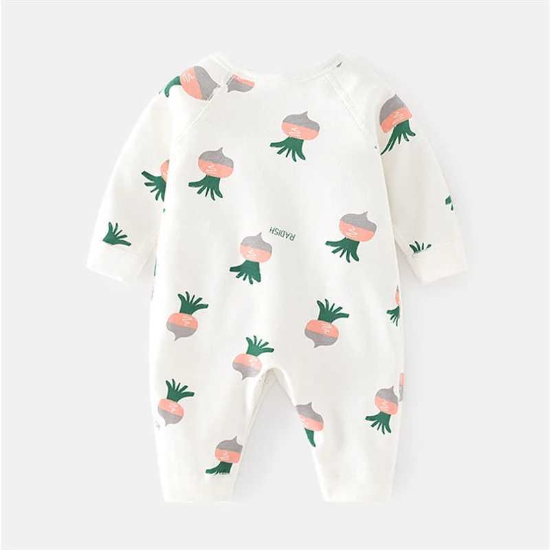0-6M newborn girl boy jumpsuit pure cotton printed baby jumpsuit casual newborn girl clothing spring and autumn clothing new W240812