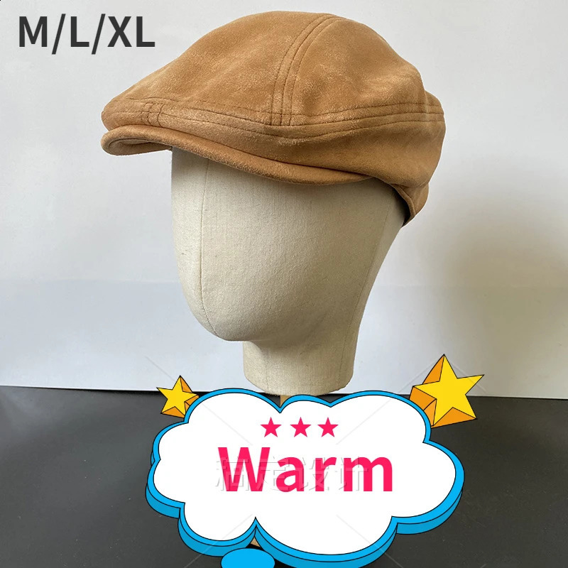 Casual Suede Autumn Winter Beret Men British Retr Hat Women Camel Forward Fashion Duckbill Driving Hats Cabbie Cap 240805