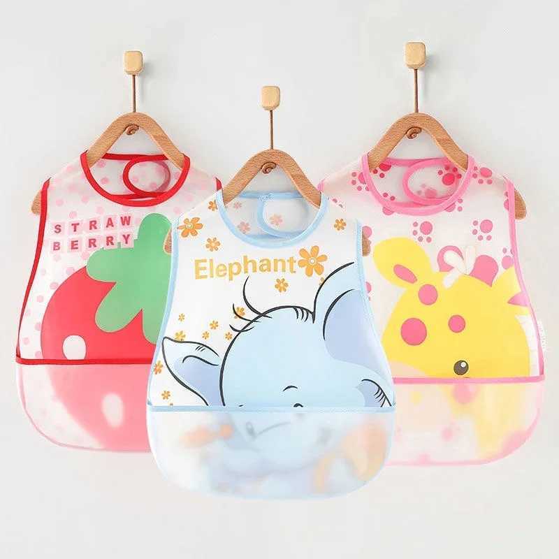 Bibs Burp Cloths New Adjustable Baby Bibs Stuff Kerchief Bandanas Stuff EVA Plastic Waterproof Lunch Feeding Cute Cartoon Children Apron BurpL4812