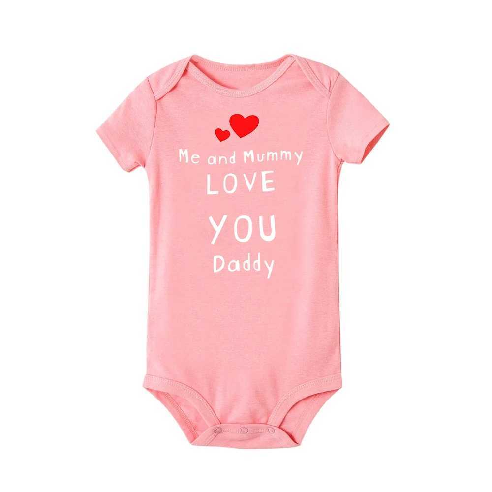 My mom and I love you dad baby boy girl jumpsuit newborn baby clothing short sleeved bodysuit Valentines Day gift W240812