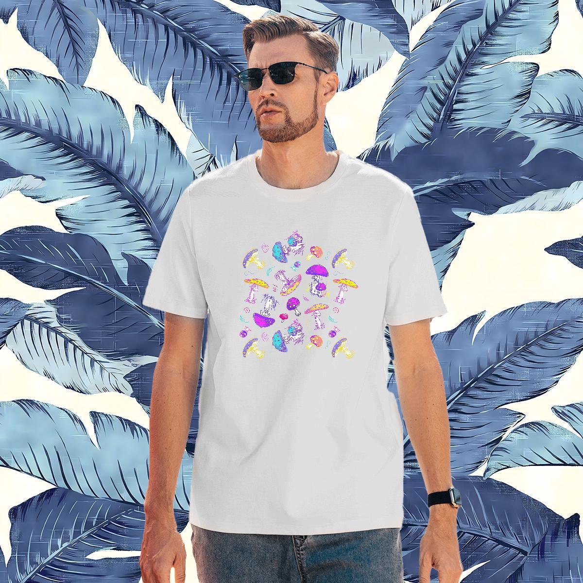 High Quality mushroom T shirt Sport Tshirt for Man Woman 100% Cotton 230g Customized Short Sleeve O-Neck Floral Print Tops Shirt