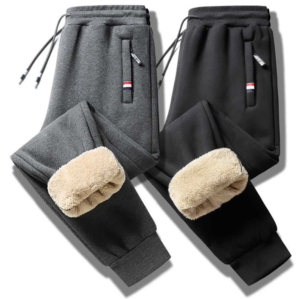 2023 Mens Winter Lamb Wool Thickened Warm Sportswear Mens New Casual Drawstring Jogging Pants Mens High-Quality Cotton PantsXJ240813