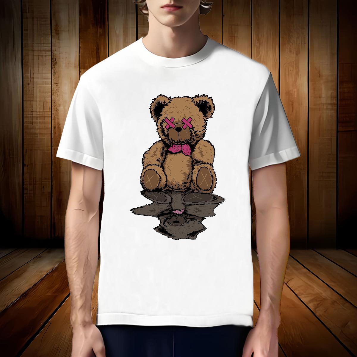 Soft Men T Shirts bear Short Sleeve O-Neck Hip Hop Custom Print Oversized 230g 100% Cotton Men Tees Fashion Designer Wear