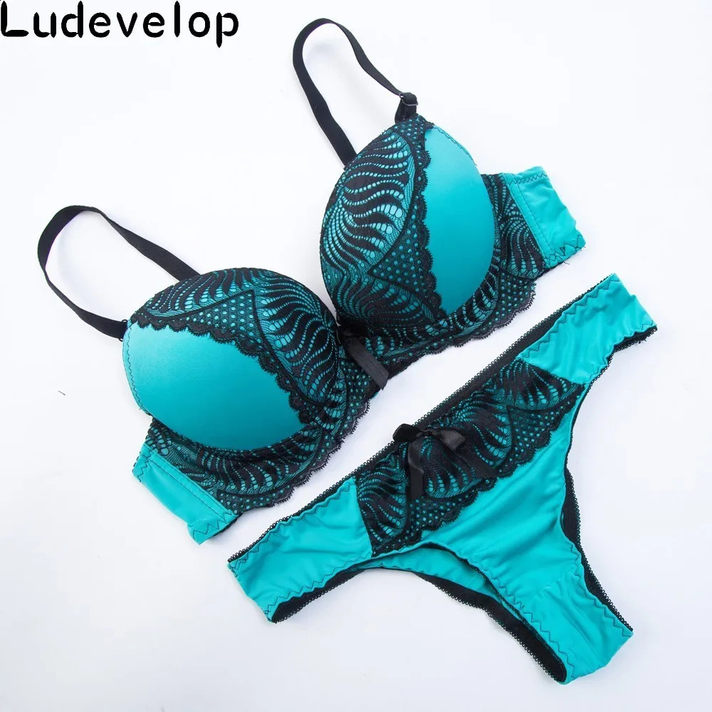 Ludevelop Womens underwear Set Lace Sexy Push-up Bra And Panty Sets Bow Comfortable Brassiere Young Bra Deep V Lingerie 240812