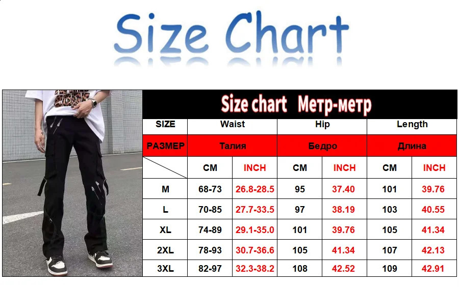 Techwear Mens Y2K Street Clothing Black Cotton Zipper Product Pants Multi Pocket Dance Casual Trousers Retro 240812