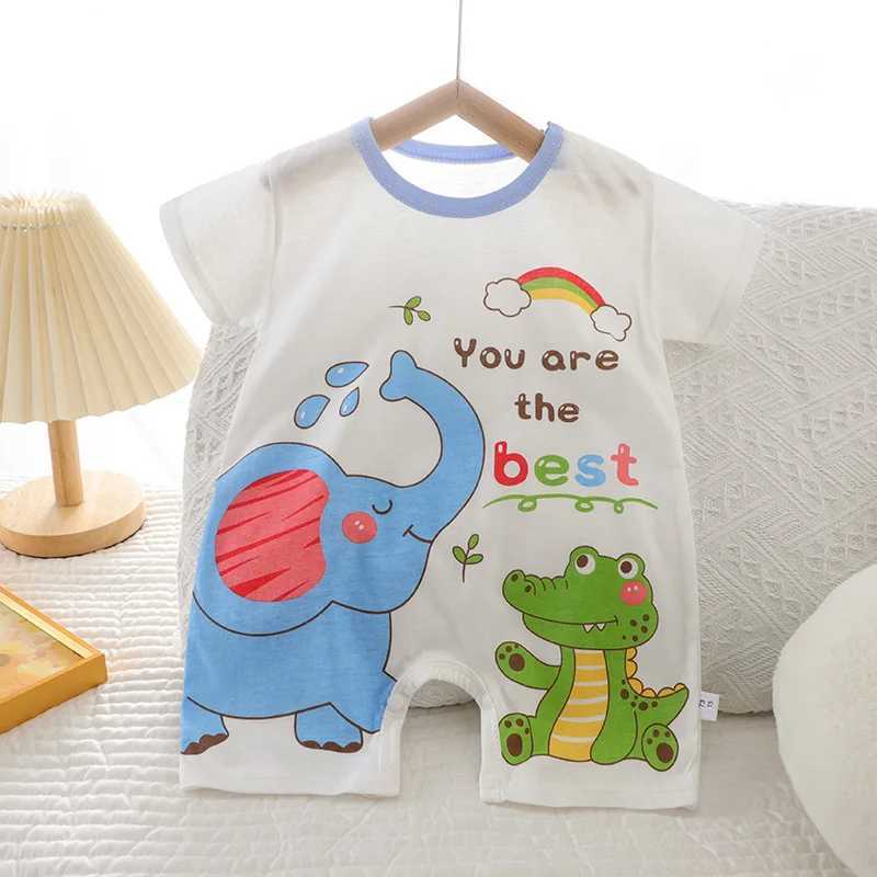 New summer baby crawling clothing newborn childrens jumpsuit boy baby thin girl short sleeved jumpsuit W240812
