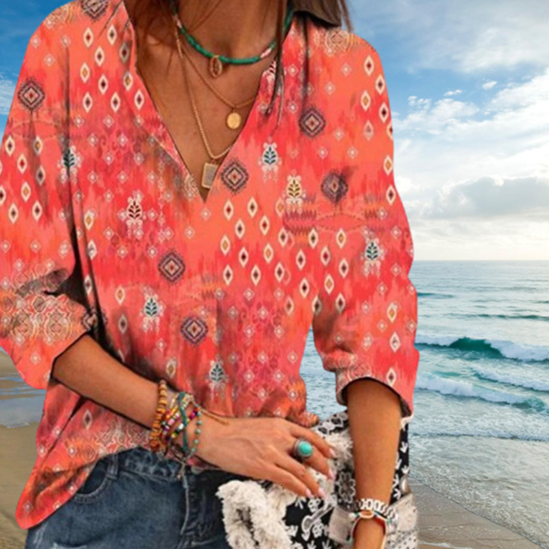 Temu Fashion Colorful Ethnic Style Shirt Top