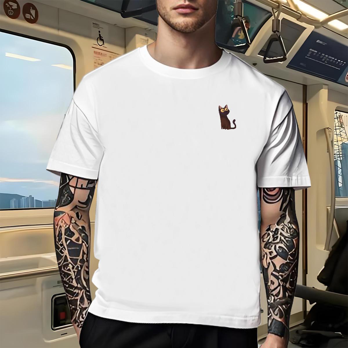 Casual New Tshirt for Man Woman cat Home Outdoor 230g Cotton Wear Breathable Short Sleeve Cool T-Shirts Anime Print