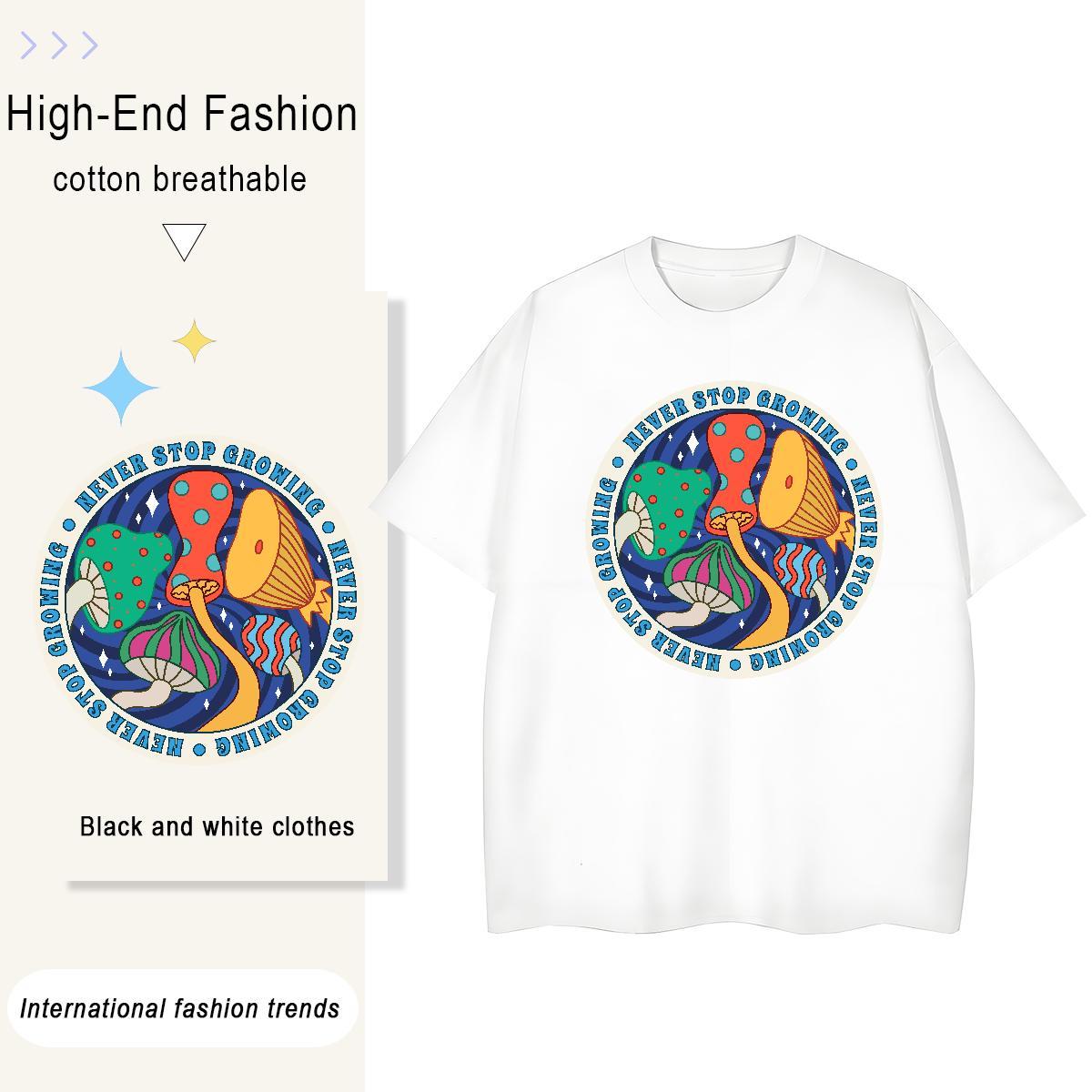 DIY Customized Tshirts mushroom Anime Printing Street 230g Cotton Tops Tees Breathable Crew Neck Brand T Shirt For Man DIY Anime