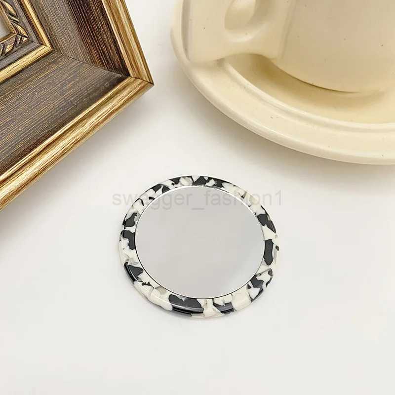 Simple Acetic Acid Small Round Mirror Compact Portable Makeup Mirror Handheld Makeup Mirror Japanese Korean Ins Pocket MirrorXJ240813