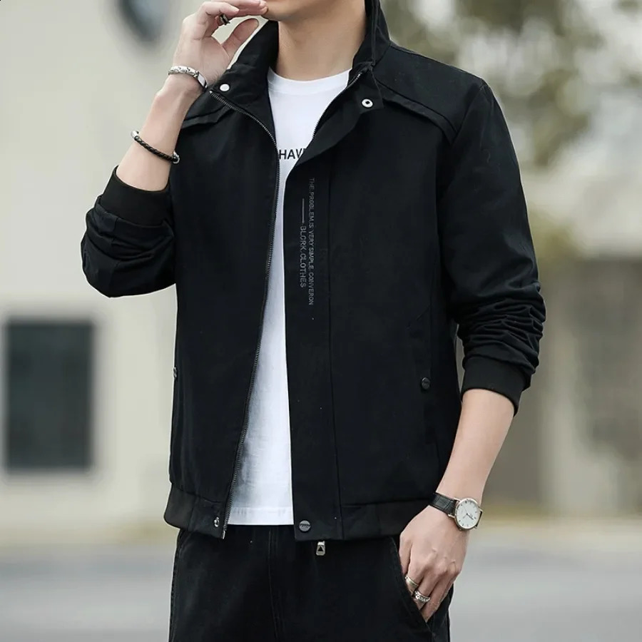 Mens Fashion Jacket Spring and Autumn Stand Collar Outdoor Leisure Windproof Zipper 240812