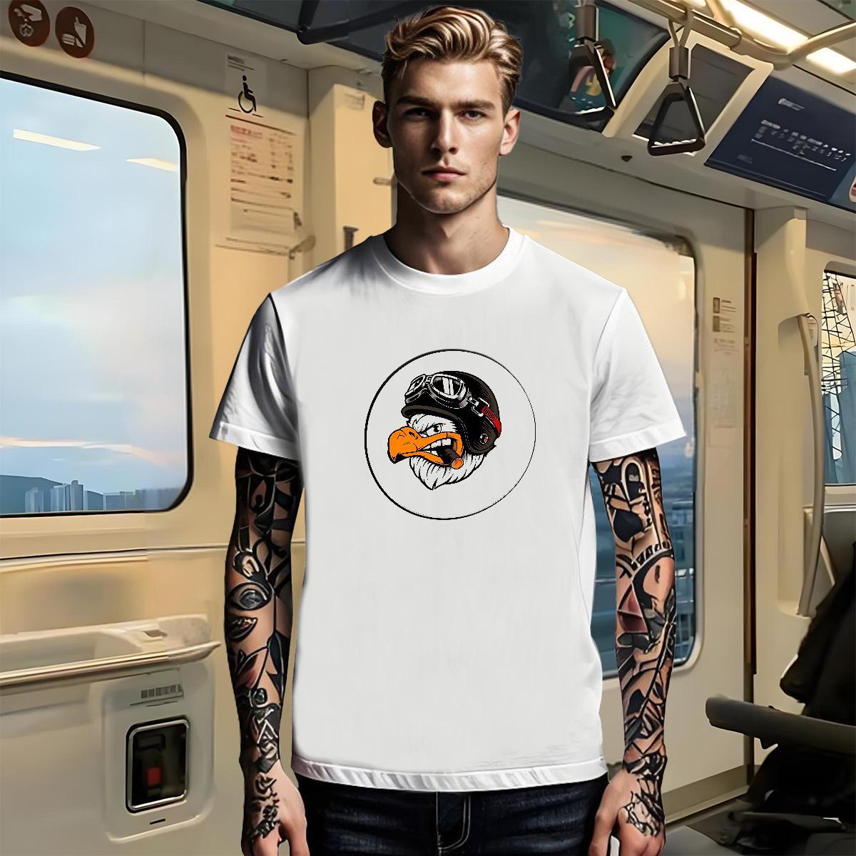 Wholesale Tshirt for Man Woman eagle Daily Wear 100% Cotton 230g Clothes O-Neck Short Sleeve Loose Fit T Shirt For Man Cartoon Print