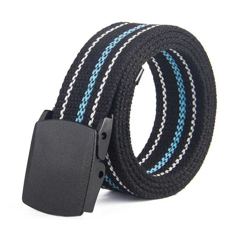 New canvas belt for men and women fashionable plastic buckle casual denim 3.8cm waistband collar W240807