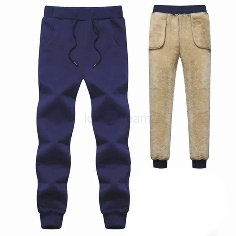 Track Pants Elastic Waist Sport Casual Trousers Fitness Clothing Black Grey Cashmere Sweatpants Lamb Wool Plus Size Men JoggersXJ240813