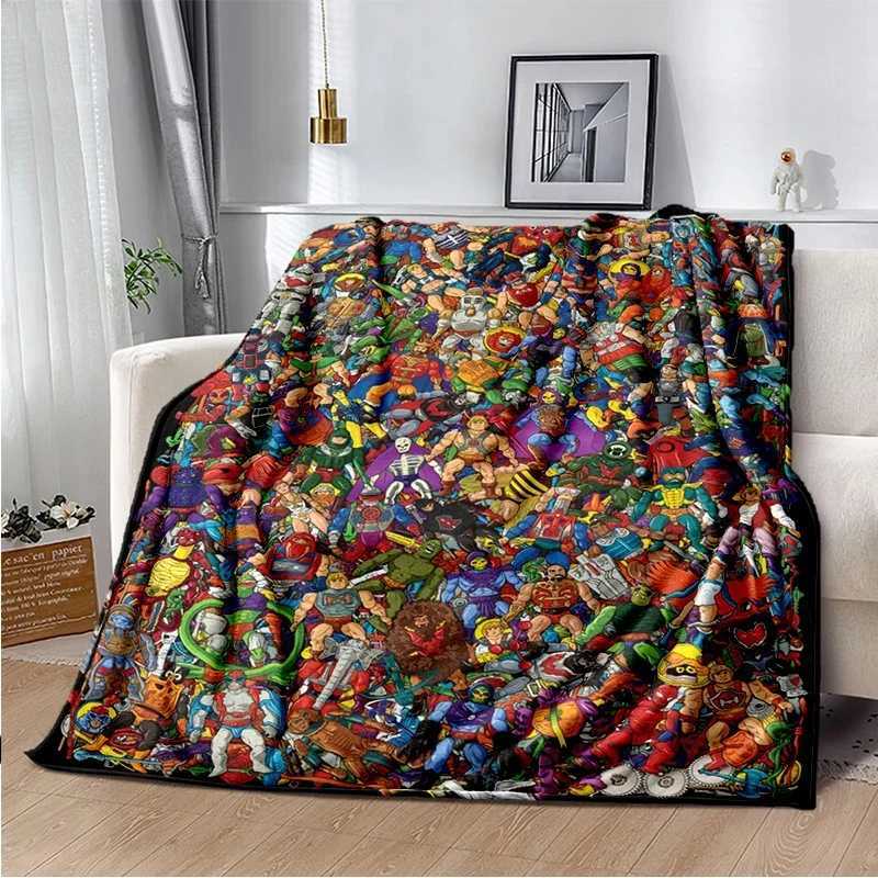 3D Printed Masters of The Universe Anime Blanket Cartoon He-Man Flannel Soft Comfortable Living Room Sofa Bed sXJ240813