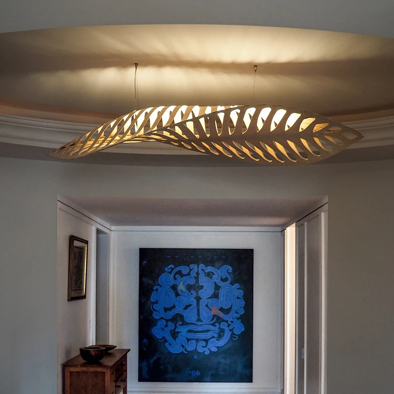 Nordic Minimalist Creativity Wabi Sabi Wood Art Fish Bone Chandelier Restaurant Bar Cafe Dining Room Home Decor Pendant Lights
