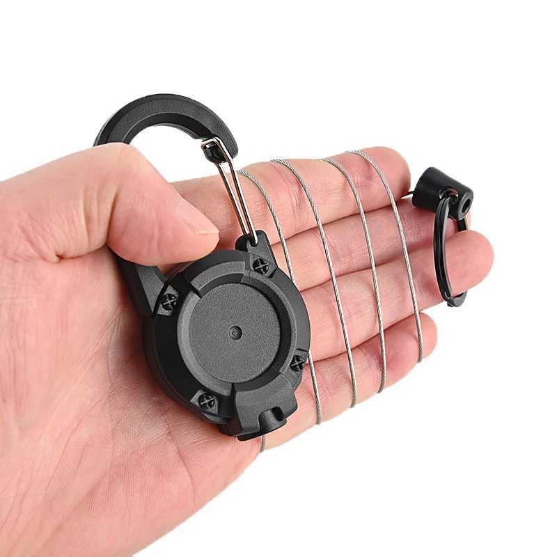 Anti theft metal easy to pull rope elastic keychain sports retractable keychain anti loss skateboard ID card W240808