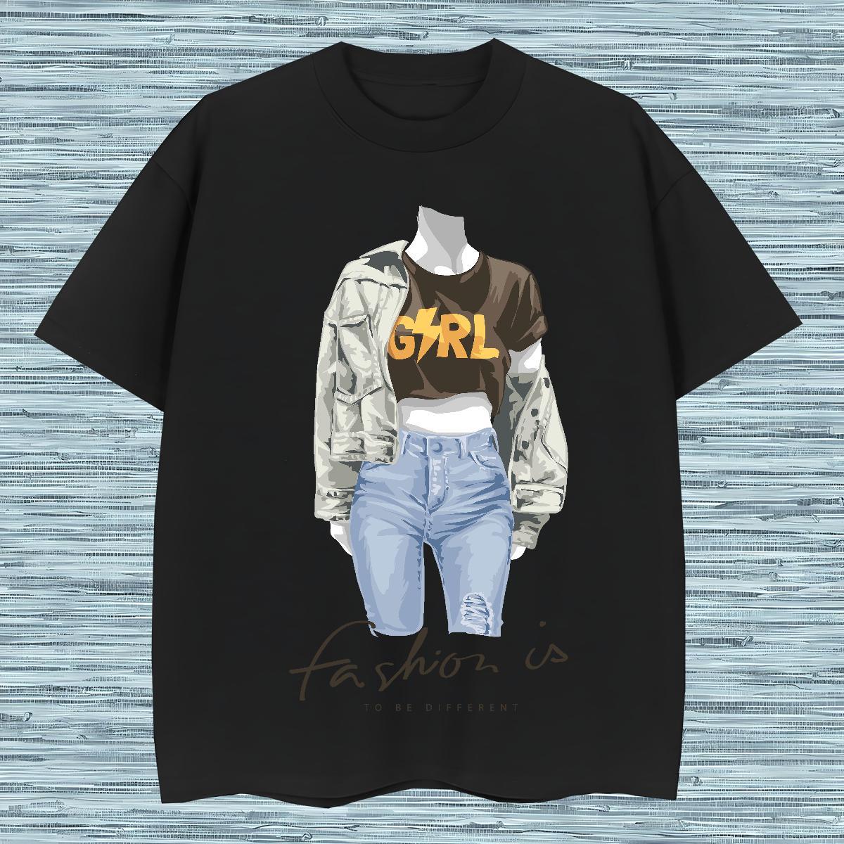 T shirt 230g Pure Cotton character Casual Short Sleeve Soft Cartoon Printing L-4XL Tshirts Fashion Casual Loose Fit Tees Shirts