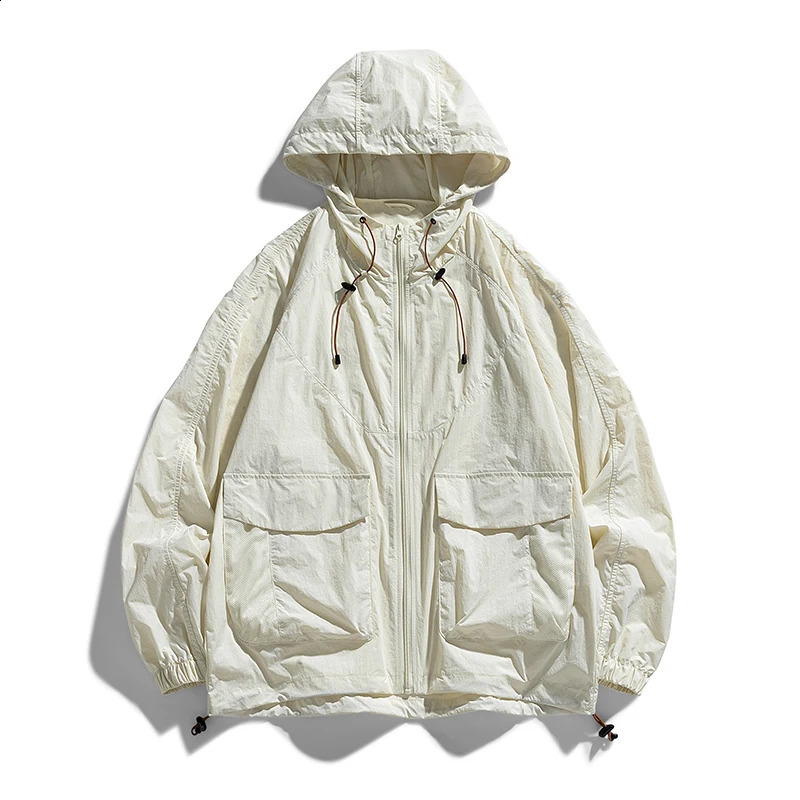 Summer Oversize Sunscreen Jacket Men Baggy Coat Outerwear Fashion Korean Streetwear Sun Protection Clothing Tops Male Plus Size o240812