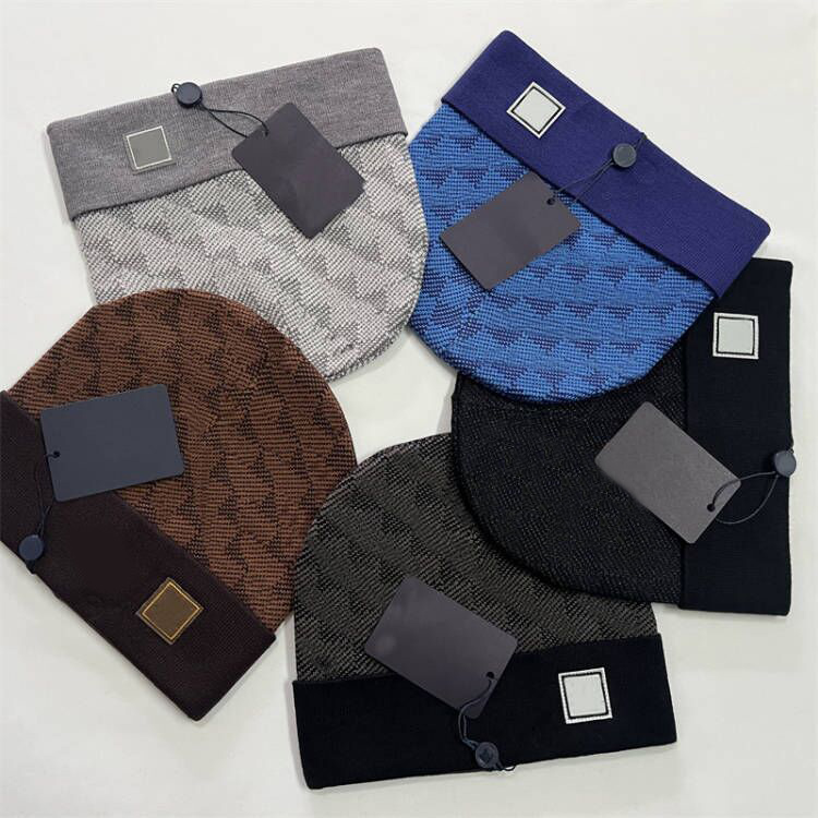 Winter hat knitted Bonnet designer beanie designer hats classical letter comfort thermal outdoor letter plaid grey women mens skull caps fashion popular ho06 C4