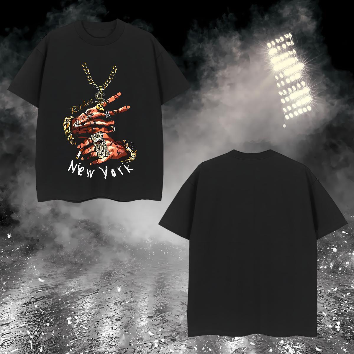T Shirt For Man 230g 100% Cotton hands Daily Wear Breathable Soft Floral Print Men Tees Fashion Casual Popular Clothings