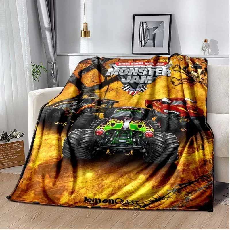 Monster Jam Grave Digger Truck Hot Wheels Sofa Blanket Lightweight Warm Insulation Blanket Bed Office Car knee padsThrow BlanketXJ240813