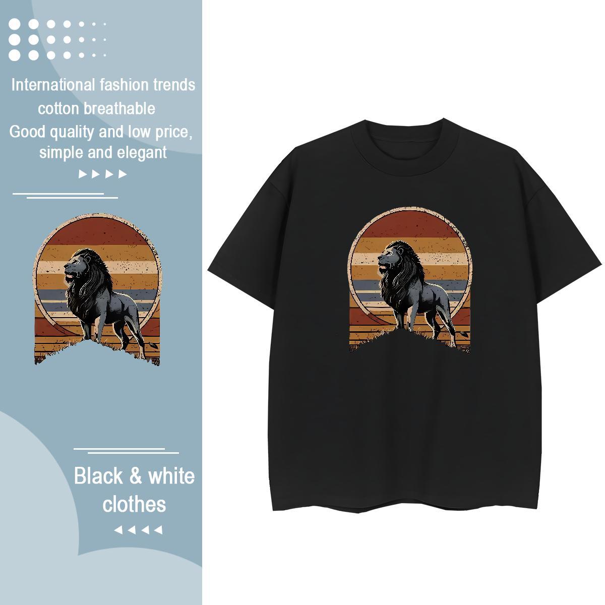 Brand Men Tops Tees lion Casual Beach 230g Cotton Tshirts Pure Cotton Unisex Man T Shirts Custom Printing