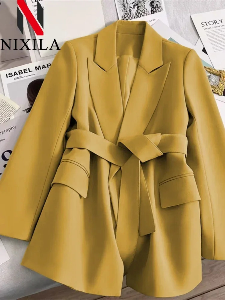 in Spring Autumn Blazer for Women 2024 Outerwears Office Lady Coats Loose Fit Retro Women Clothing Elegant Womens Jacket o240813