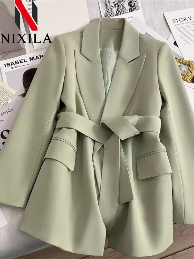 in Spring Autumn Blazer for Women 2024 Outerwears Office Lady Coats Loose Fit Retro Women Clothing Elegant Womens Jacket o240813