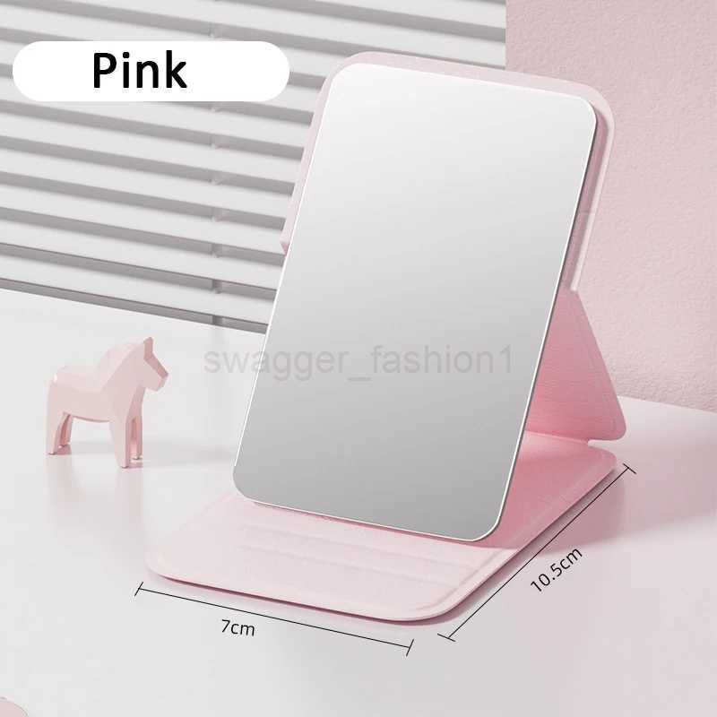 Woman MINI Folding Makeup Mirror High-quality Portable Pocket Makeup Mirror Single-side Creative Women Solid Color Handle DeskXJ240813